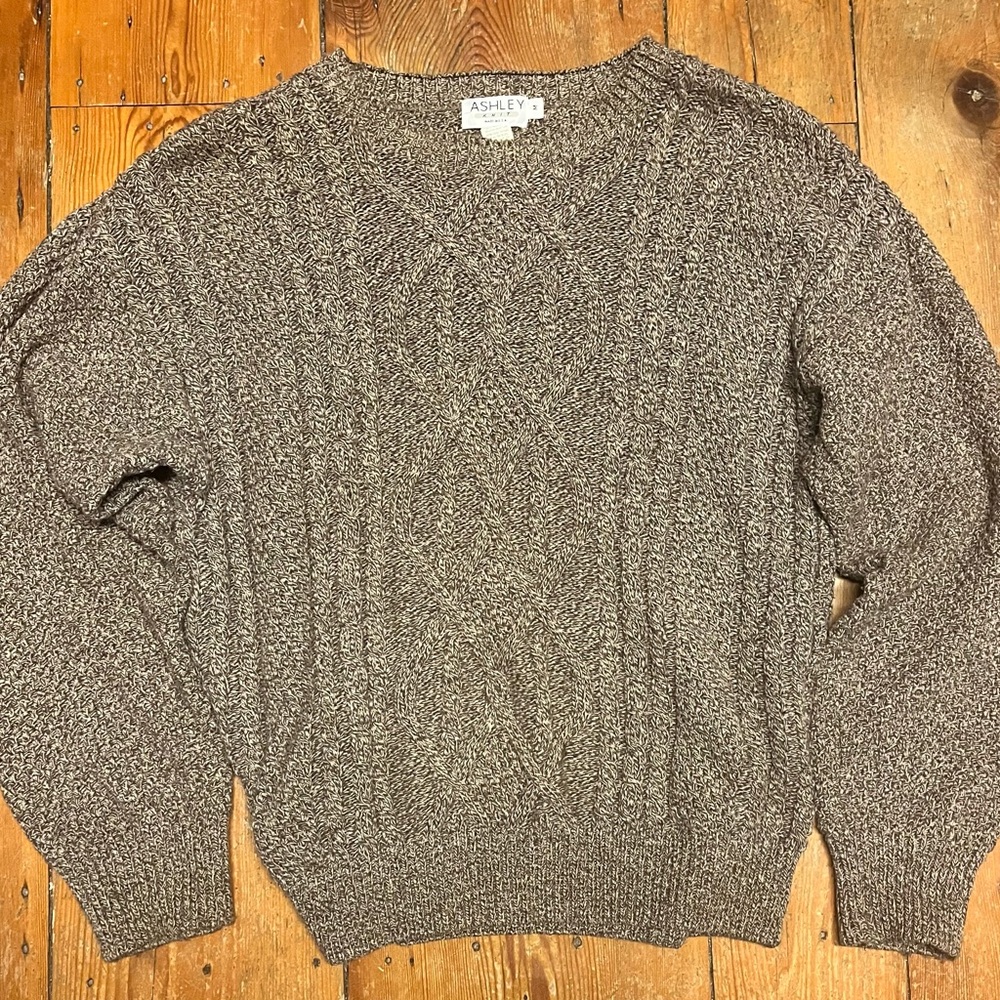 Ashley Men’s Medium Knit Sweater - Classic Brown - Neutral